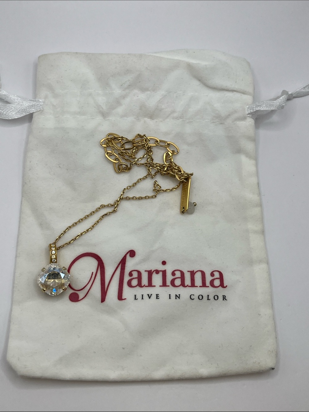 Mariana Gold Tone Swarovski Rhinestone's Necklace w/ Pouch